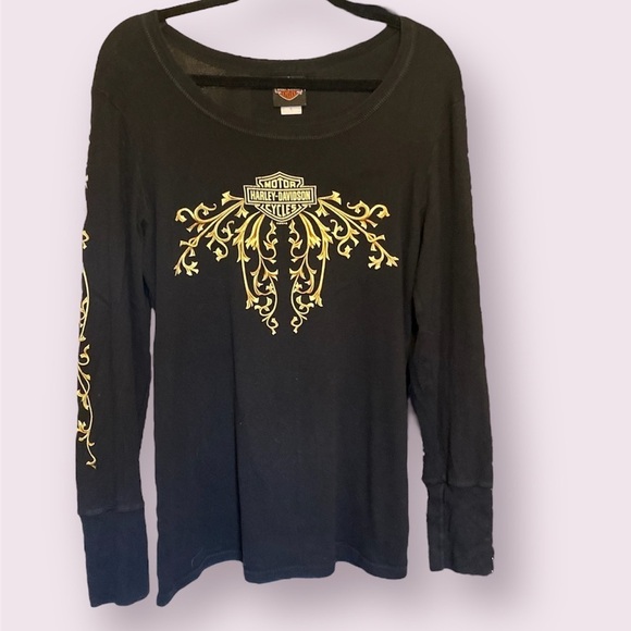 Harley-Davidson Tops - Harley-Davidson Scoop Neck Long Sleeve Shirt, Black